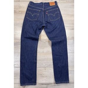 Levi Jeans 501 Premium Denim Women's 27x30 Blue Button Fly Big E Dark Wash 2020